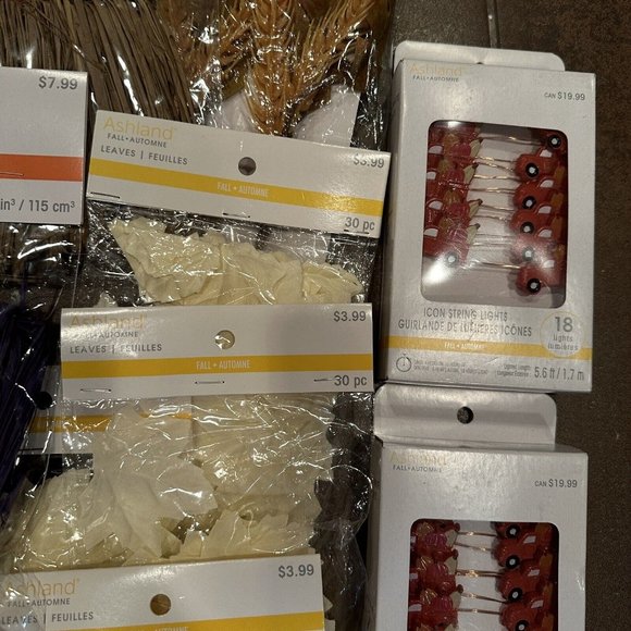 Mixed Lot of 14 Fall Halloween Decor Maple Leaves Raffia Truck String Lights - Picture 5 of 7